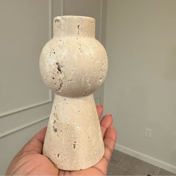 Other - Travertine Textured Ceramic Vase